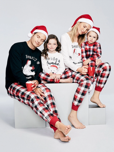 Euro Plaid Christmas Printed Pajamas Family Sets