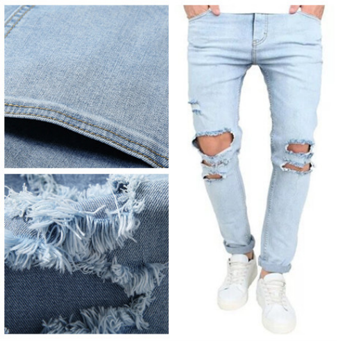 Casual Holes Solid Men Ripped Jeans