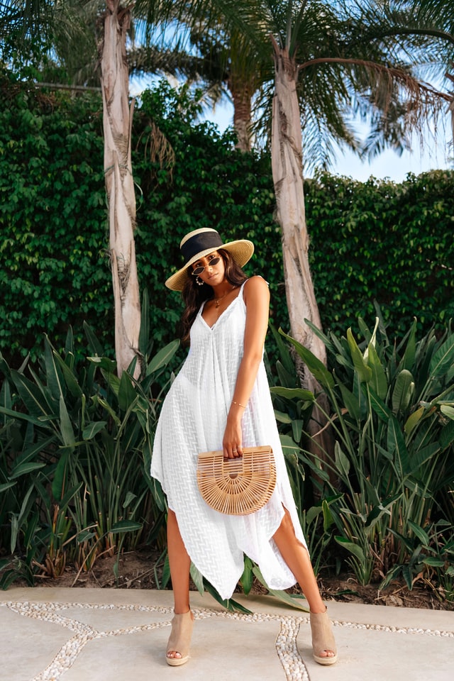 Woven straw bags and dresses